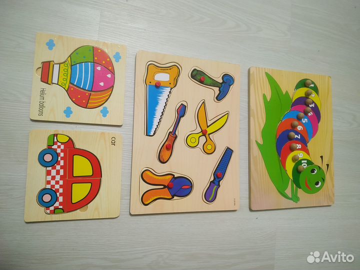 Игровой набор Деревянная рамка-вкладыш+деревянные
