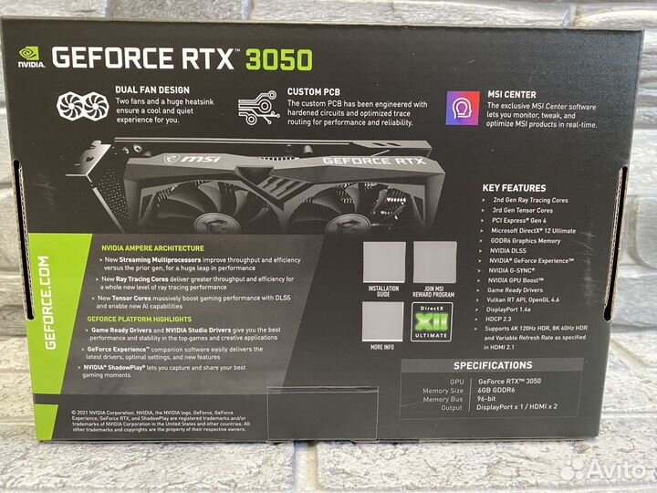 Видеокарта MSI Nvidia GeForce RTX 3050 Gaming X 6G