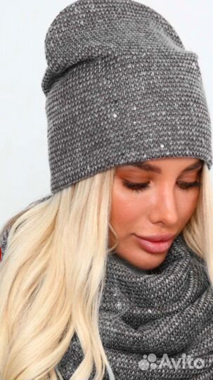 Комплект женский, шапка и снуд