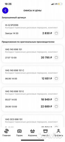 Передние тормозные колодки Hi-Q Polo, Octavia