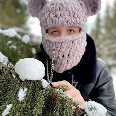 Балаклава вязаная с ушками