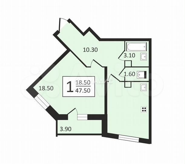 1-к. квартира, 51,7 м², 2/15 эт.