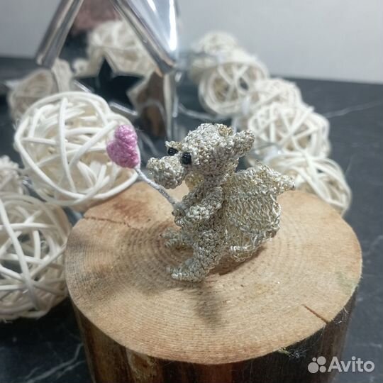 Мини дракон, миниатюра, вязаный дракон амигуруми
