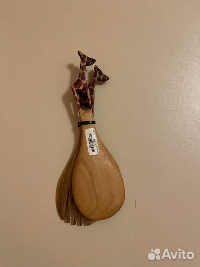 Набор салатных ложек жираф, ручная работа, дерево