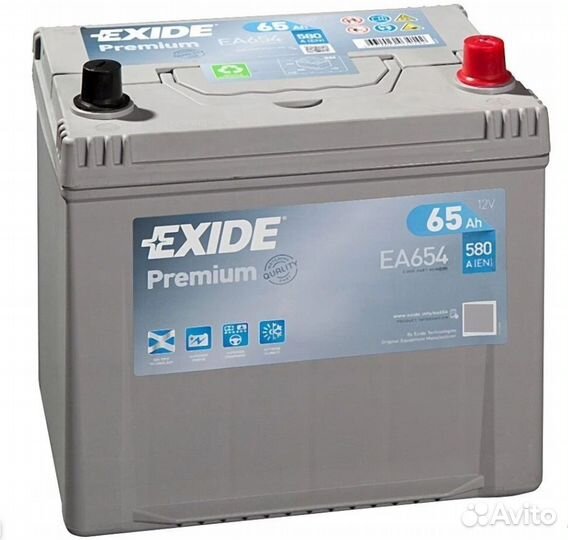 Аккумулятор Exide Premium R+ 65Ah 580А EA654