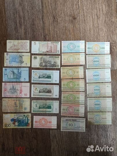 Банкноты снг / 107 штук / Разные страны и номиналы