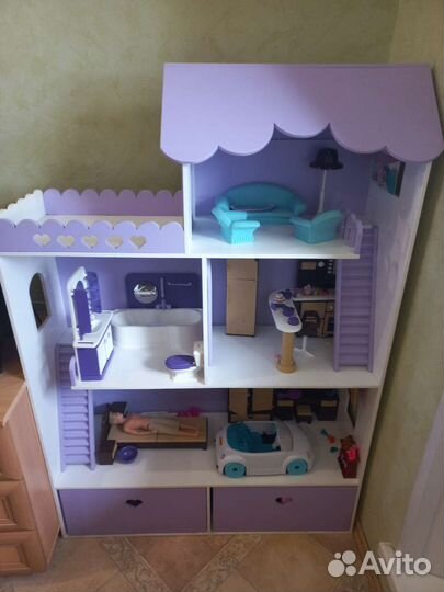 Кукольный домик для барби с мебелью