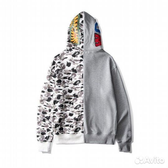 Зип худи full Зип Bape 11 серое