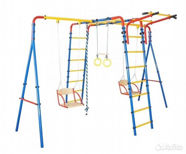 Уличный детский комплекс с двумя качелями