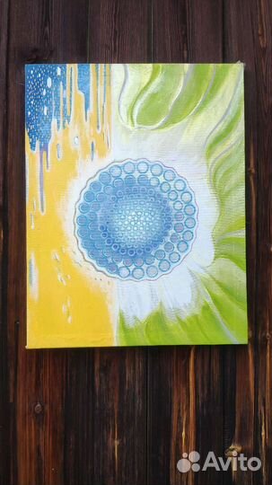 Картина маслом Абстракция живопись жёлтый зелёный