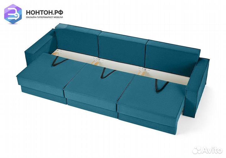 Диван еврокнижка трехместный Тревис бирюзовый