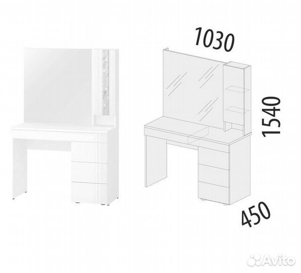 Туалетный столик (лев/прав) Николь 901.06