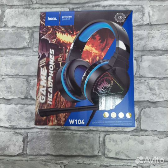 Проводные наушники Hoco W104 USB+Jack 3.5mm Синие