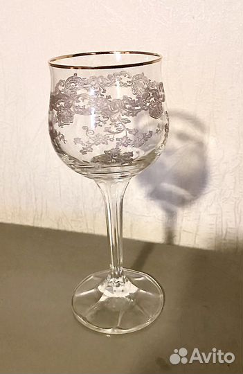 Бокал Богемия, с гравировкой, золочением, 6шт