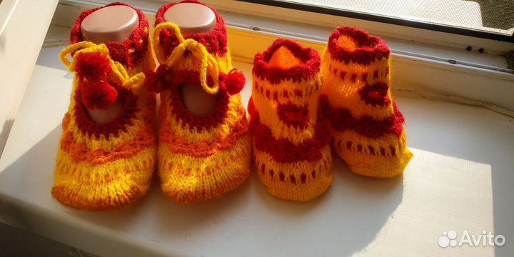 Вязаные следки-тапочки взрослыедетскиеручнаяработа