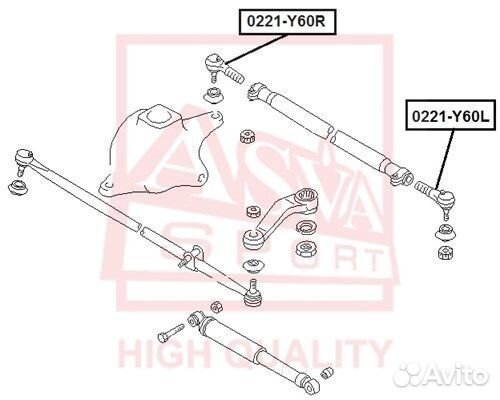 Наконечник рулевой тяги перед прав asva 0221Y60R