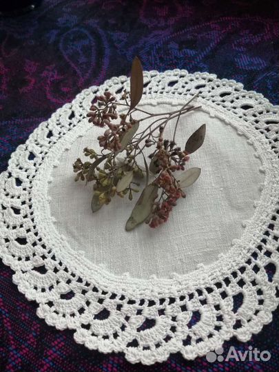Салфетки Лен Хлопок Кружево ручной работы