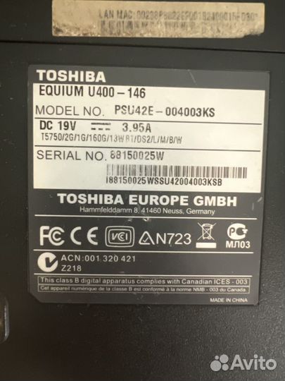 Toshiba Equium U400-146