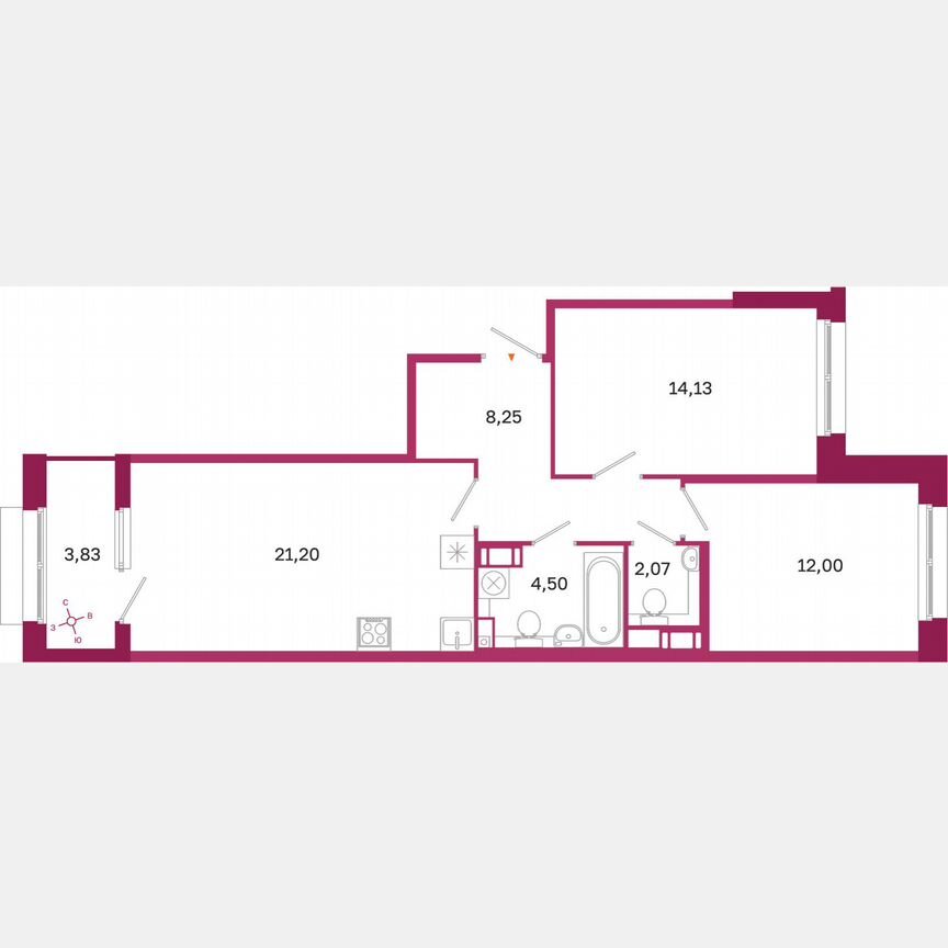 2-к. квартира, 64,1 м², 10/10 эт.