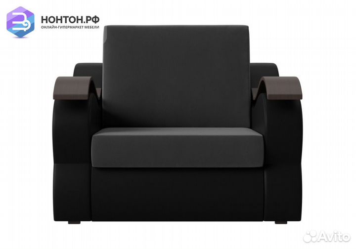 Кресло аккордеон Меркурий велюр серый / экокожа че