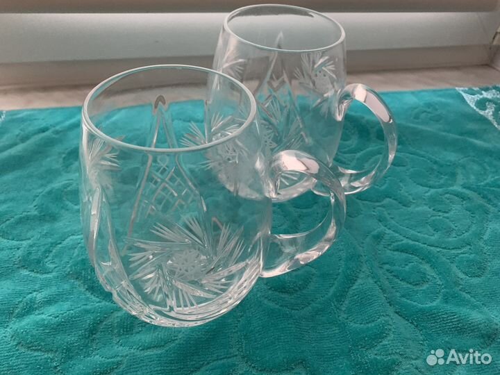 Чашки бокалы рюмки икорница розетка хрусталь СССР
