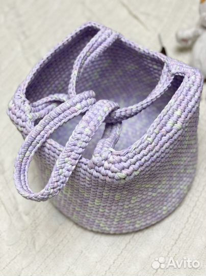 Детская корзина из трикотажной пряжи