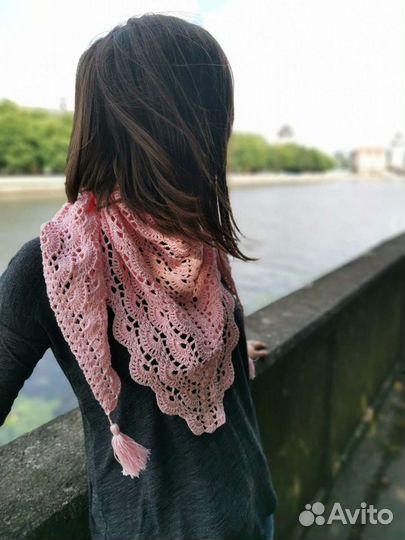 Шаль, шарф, бактус, платок на шею крючком