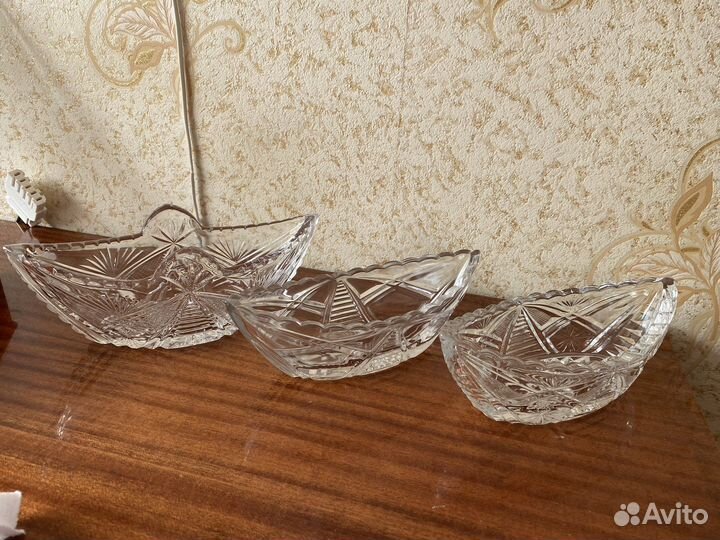Хрустальная Конфетница, салатница «Ладья»