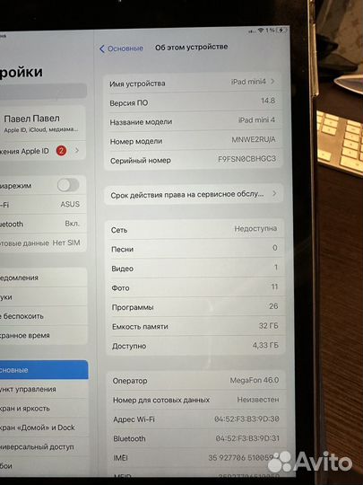 iPad mini 4 32GB wifi + sim