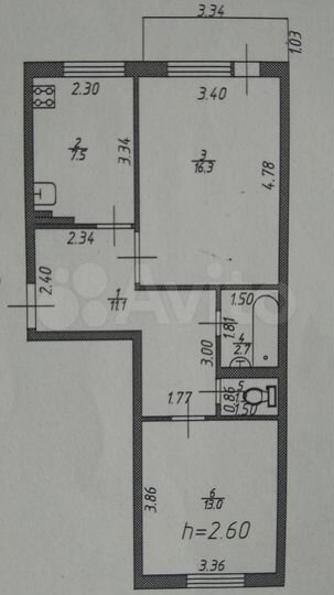 2-к. квартира, 51,8 м², 5/5 эт.