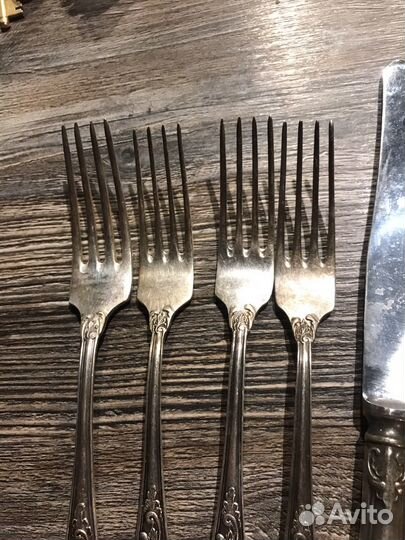 Посуда юммет мельхиор (вилка+нож) комплект