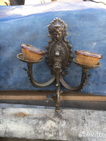 Старинный подсвечник Латунь/Бронза
