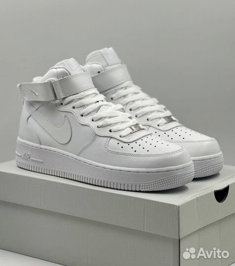 Nike air force 1 high (с мехом) белые зимние