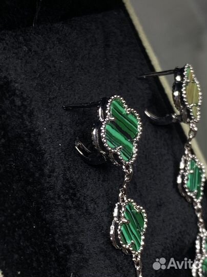 Серьги малахит van cleef
