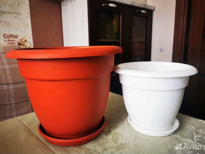 Горшки для цветов, большие, пластик