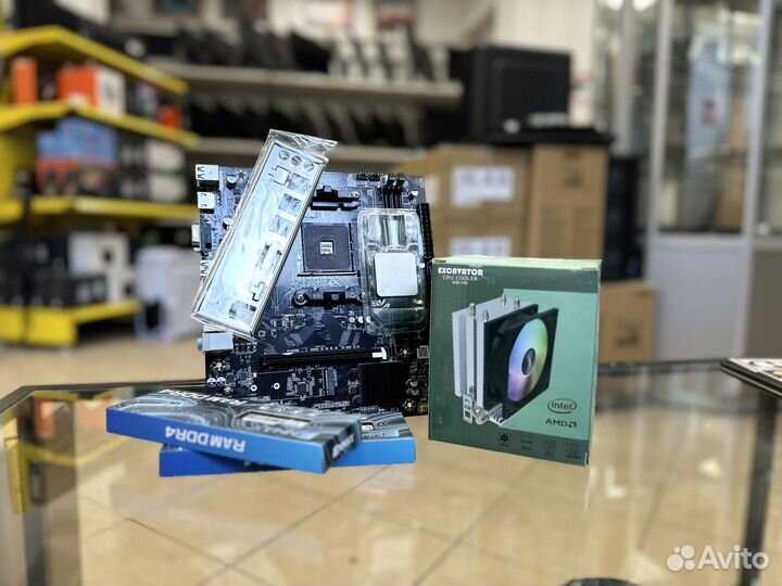 Комплект Ryzen 5 1400+A320 мат. плата+16gb+кулер