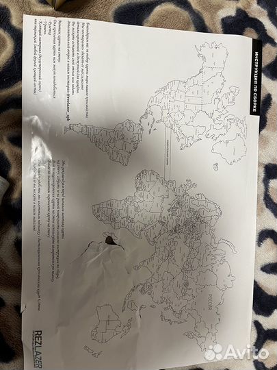 Карта мира на стену из дерева