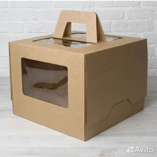 Коробки крафт для торта с окошком