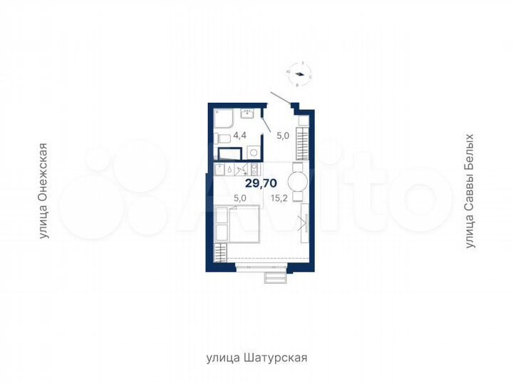 Квартира-студия, 29,7 м², 8/17 эт.