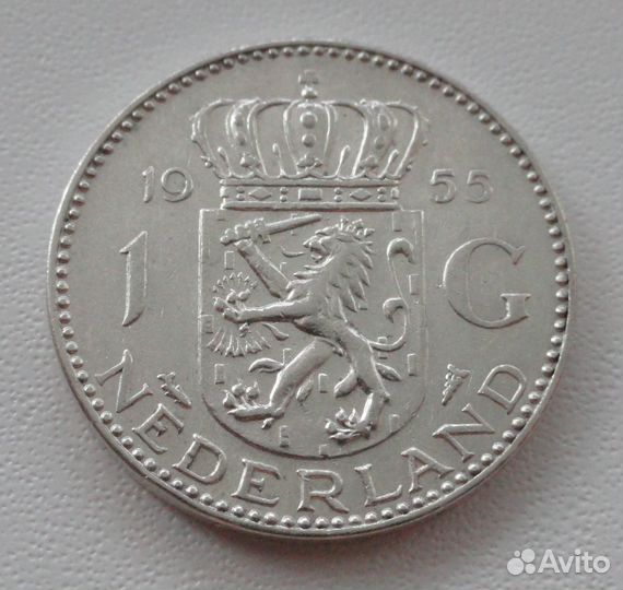 Нидерланды 1 гульден 1955, серебро (4)