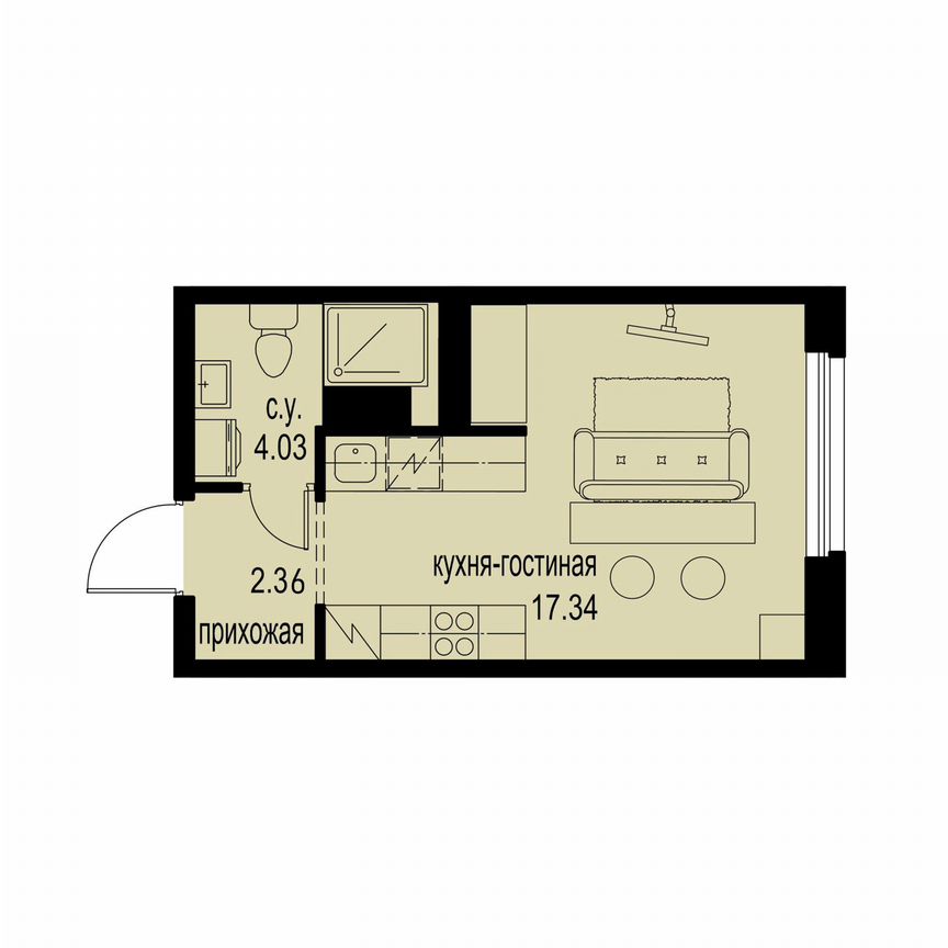 Квартира-студия, 23,7 м², 3/12 эт.
