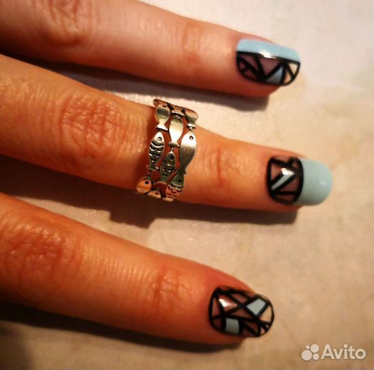 Кольцо рыбы 925 серебро