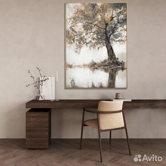 Интерьерная картина с деревом Картина с золотом