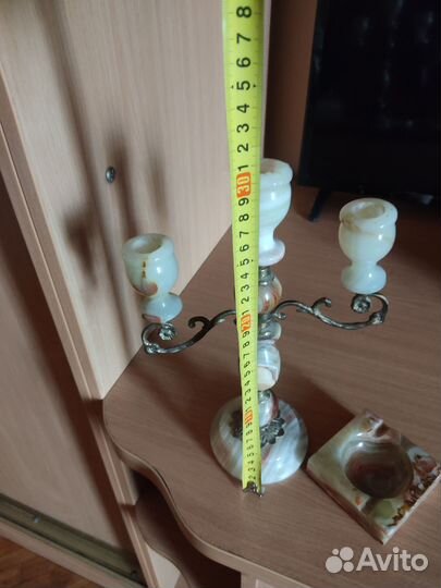 Подсвечник винтаж оникс с пепельницей