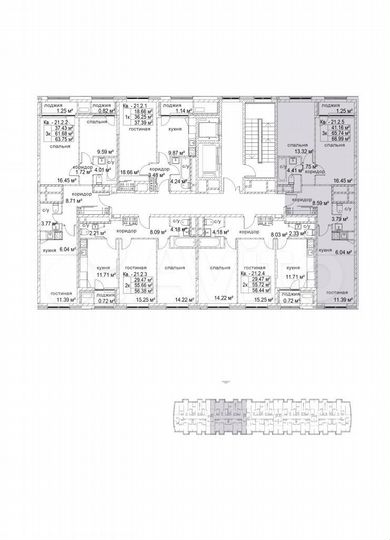 3-к. квартира, 67 м², 21/22 эт.