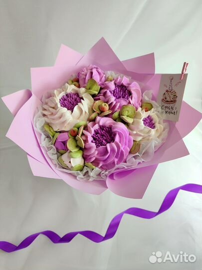 Букет пионов из зефира на день мамы