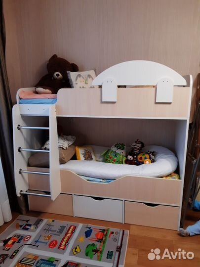 Кроватка 2 яруса с ящиками (высота 145 см)