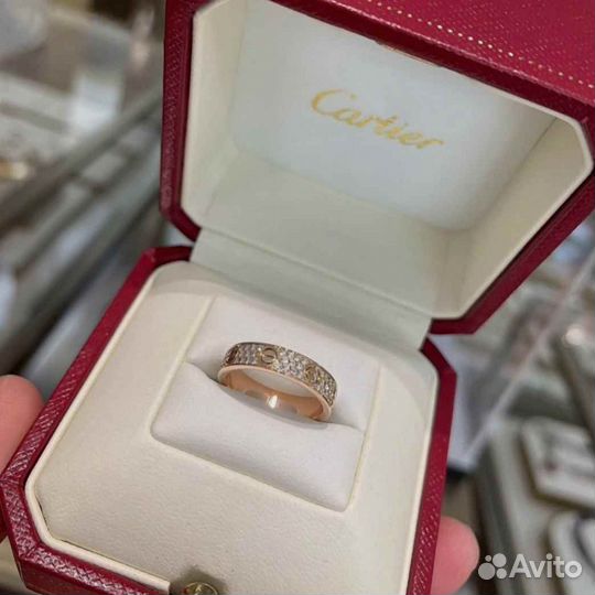 Золотое кольцо Cartier Love, бр. паве 0,4ct