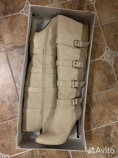 Сапоги демисезонные бежевые, белые