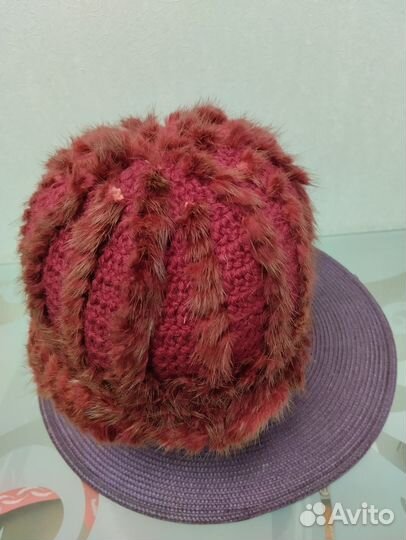 Шапка норковая женская вязаная